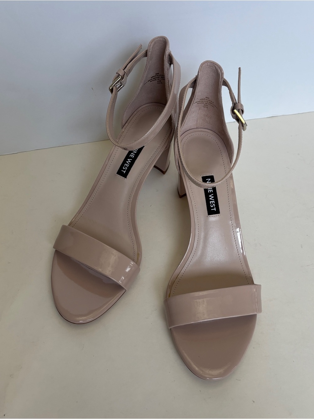 Nine West Women's Beige Ankle Strap Heeled Sandals